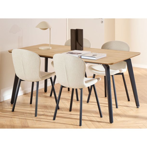 Cadiz Essgruppe Tisch mit 4 Sthlen natur, beige.