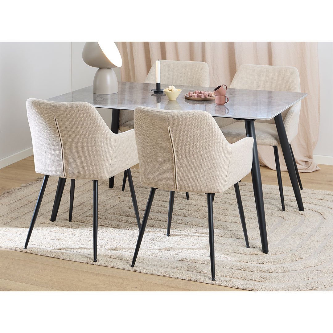 Wicklow spisegrupper bord og 4 stoler grå, beige. Kjøp nå og få levert ...