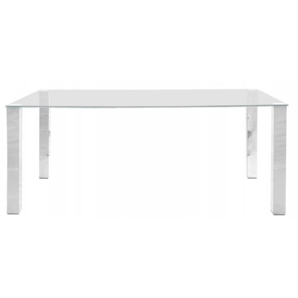 Spisebord Krag 180 cm med glassplate og krom stell
