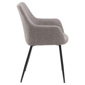 Lizzy matstol med armstd tyg ljus grbrun.