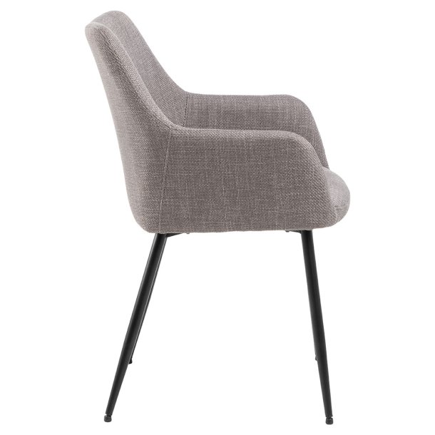 Lizzy matstol med armstd tyg ljus grbrun.