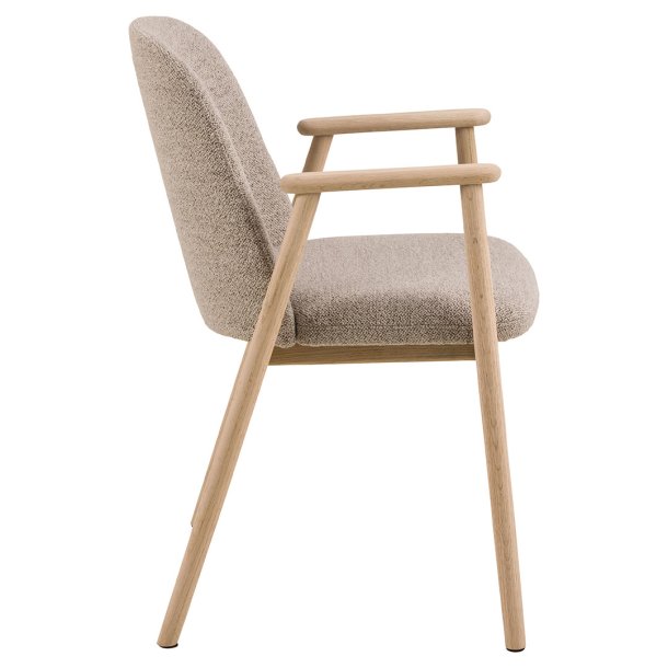 Leo matstol med armstd boucl beige.