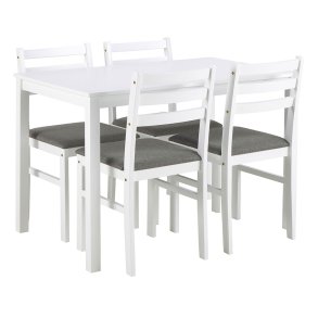 Alicante Essgruppe Tisch und 4 Stühle 70x110cm Weiß.