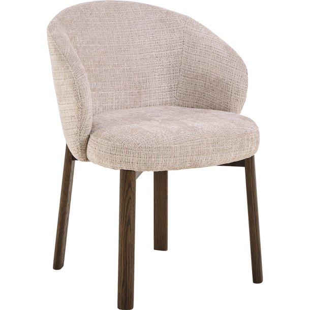 Silla de comedor Darlene con reposabrazos chenilla beige.