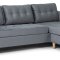 Marino Sofa BA3, Chaiselongue rechts oder links gewendet in Velour grau.