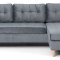 Marino Sofa BA3, Chaiselongue rechts oder links gewendet in Velour grau.