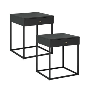 Comodino Pops con 1 cassetto, set da 2 pezzi, nero.