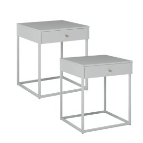 Pops nattbord 1 skuff sett med 2 stk. hvit.