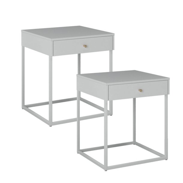 Pops nattbord 1 skuff sett med 2 stk. hvit.