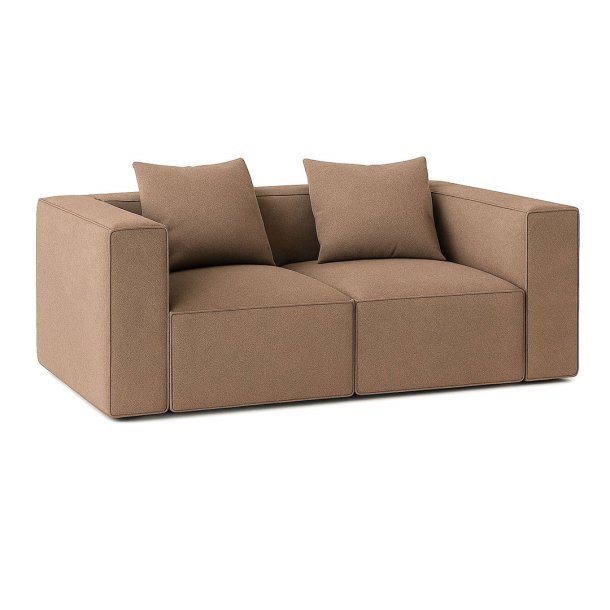 Box 2 personers sofa, 2 pynteputer beige, brun.