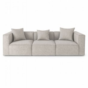 Box 3 personers sofa, 3 pynteputer lysegr.
