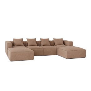 Box U-sofa, 4 pynteputer beige, brun.