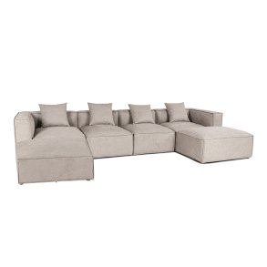 Box U-sofa, 4 pynteputer lysegr.