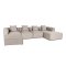 Box U-Sofa, 4 Dekokissen hellgrau.