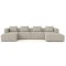 Box U-Sofa, 4 Dekokissen hellgrau.