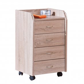 Noha kommode kontorarkiv p hjul, 4 skuffer sonoma eik dekor.