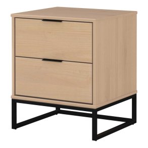 Luna nattbord 2 skuffer eik dekor,svart.