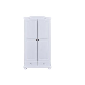 Reusal Kleiderschrank 2 Tren, 2 Schubladen, weiss.