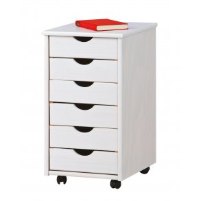 Simra kommode kontorarkiv p hjul 6 skuffer hvit.