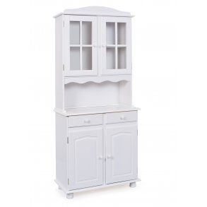 Valux Vitrinenschrank 2 Tren, 2 Glastren, 2 Schubladen, weiss.