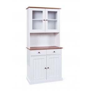 Wright Sideboard 2 Tren, 2 Glastren, 2 Schubladen, weiss, braun.