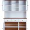 Wright Sideboard 3 Tren, 2 Glastren, 3 Schubladen, 3 offene Fcher, weiss, braun.