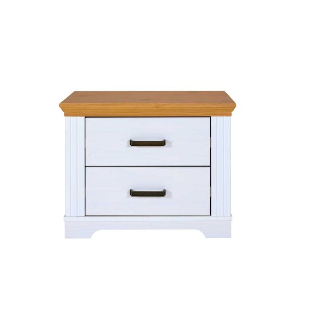 Maluno natbord 2 skuffer hvid,eg dekor.