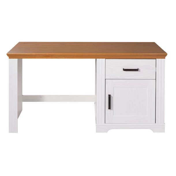 Maluno skrivebord 1 dr, 1 skuff hvit,eik dekor.