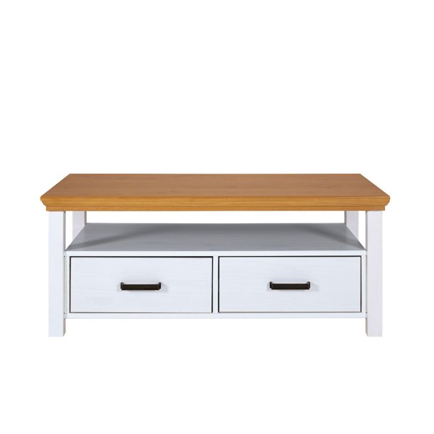 Maluno soffbord 2 ldor, 1 hylla vit,ek dekor.