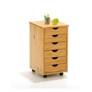 Nilar kommode kontorarkiv p hjul 6 skuffer natur.