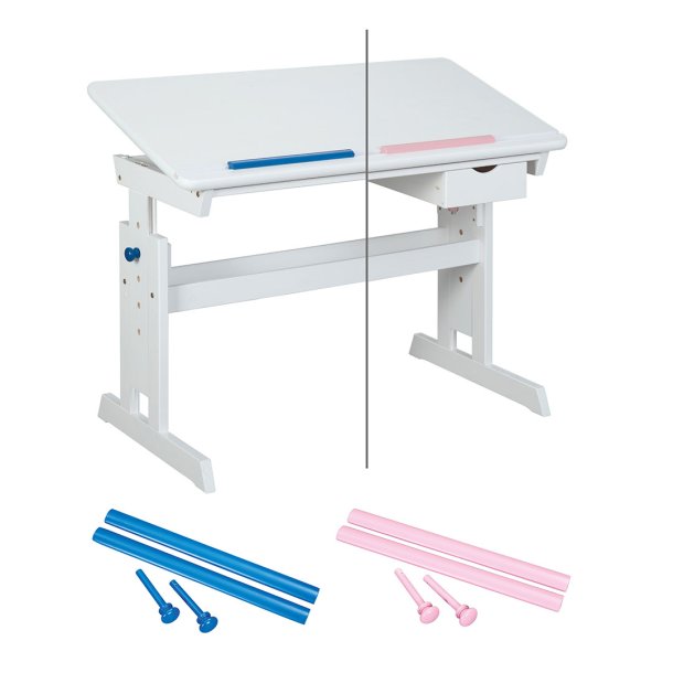 Batur skrivbord 1 lda vit, bl/rosa.