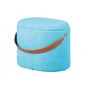 Pouf Dirax, sgabello con contenitore blu e marrone.