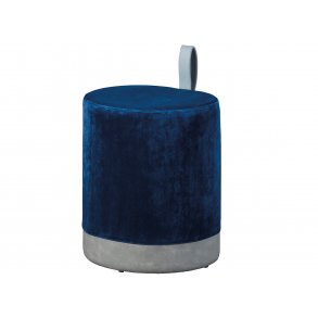 Pouf Osana, sgabello blu e grigio.