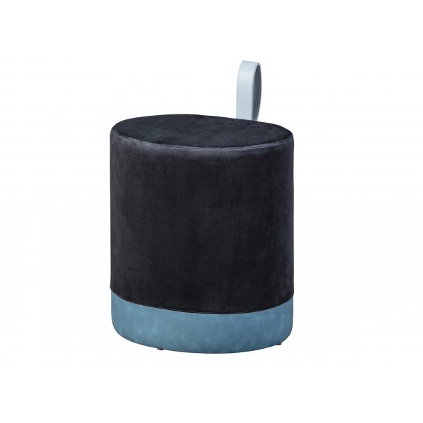 Pouf Osana, sgabello nero e blu.
