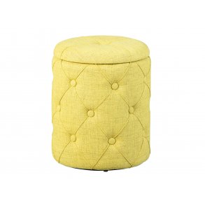 Pouf Ymas, sgabello con contenitore giallo-verde e marrone.