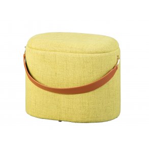 Pouf Dirax, sgabello con contenitore giallo-verde e marrone.