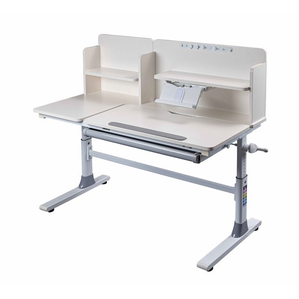 S�ren skrivebord indstilbart hvid, gr�.