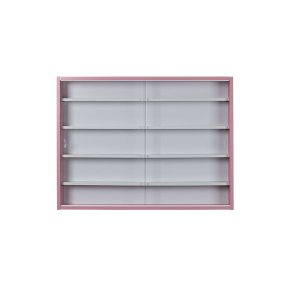Pinkruby Vitrinenschrank Glasmontre, 2 Schiebetüren pink, weiß.