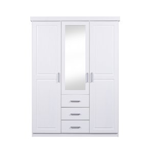 Gerpa Kleiderschrank 2 Tren, 1 Spiegeltr, 3 Schubladen weiss.
