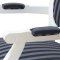 Rokokko/Amaretta spisestol med armlener i antikk hvit med svart stripet stoff.