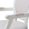 Rokokko/Amaretta spisestol med armlener i antikk hvit med beige stripet stoff.