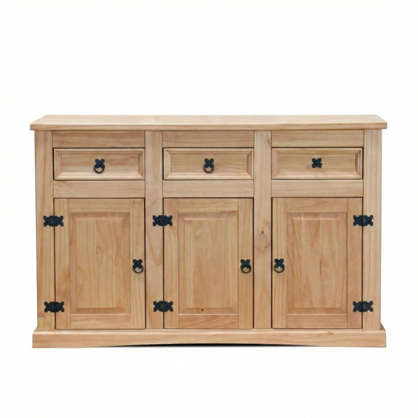 New Mexico Sideboard Breite 132 cm, H�he 84 cm mit 3 Schubladen und 3 T�ren gelaugt/wachs.
