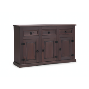 New Mexico sideboard med 3 l�dor och 3 d�rrar bredd 132 cm, h�jd 84 cm kolonialstil betsat/vaxat.