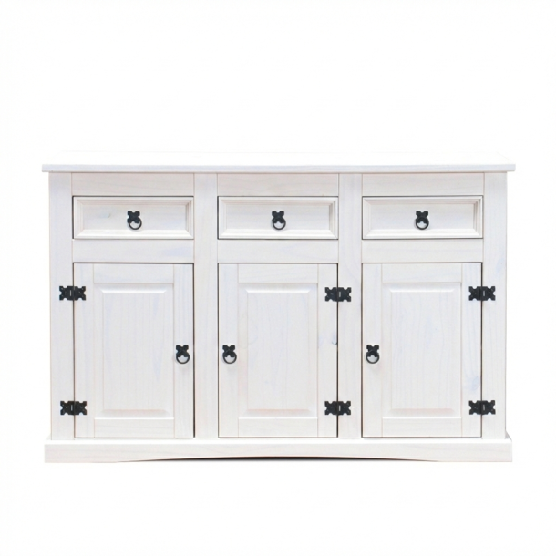 New Mexico Sideboard Breite 132 cm, H�he 84 cm mit 3 Schubladen und 3 T�ren weiss/Wachs.