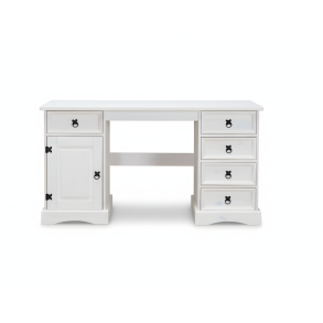 New Mexico skrivbord bredd 141 cm, h�jd 76 cm med 5 l�dor och 1 d�rr vit/vaxat.
