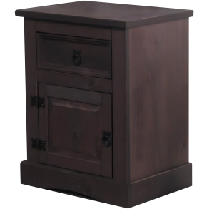 New Mexico nattduksbord bredd 53 cm, h�jd 66 cm med 1 l�da och 1 d�rr kolonialstil betsat/vaxat.