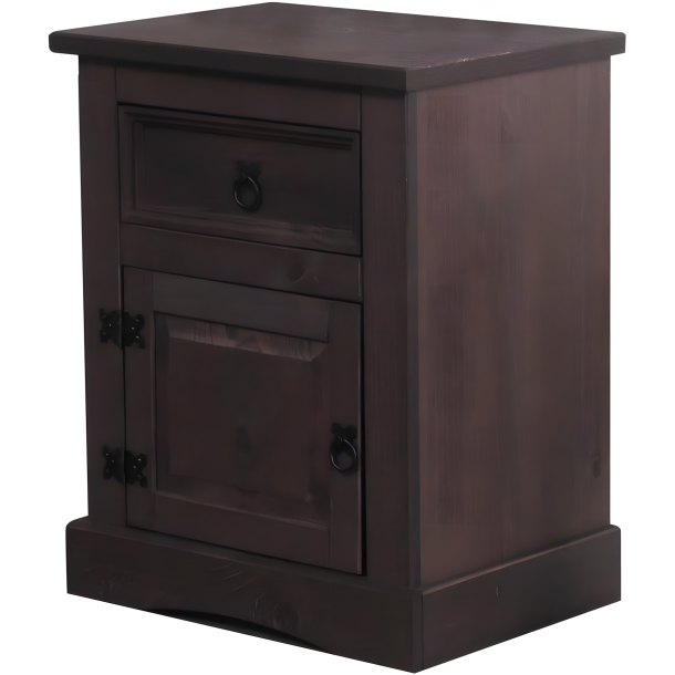 New Mexico bedside table width 53 cm, height 66 cm with 1 drawer and 1 door colonial stain/wax.