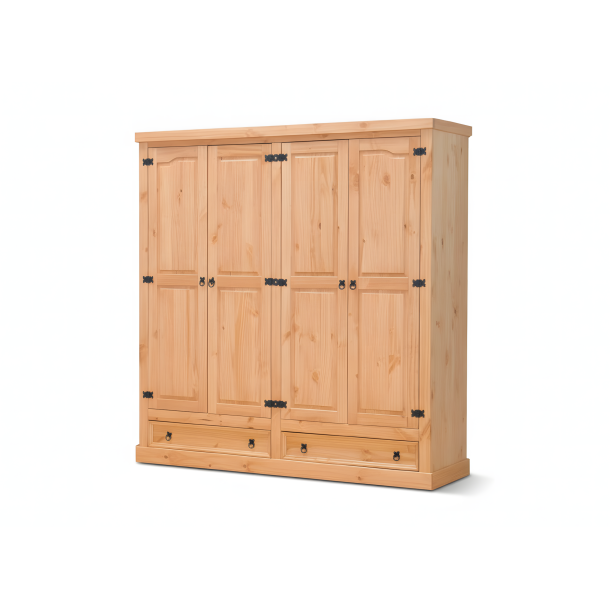 New Mexico wardrobe 4 doors with 2 drawers width 194 cm, height 195 cm lye/wax.