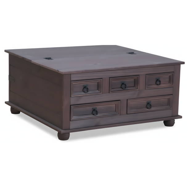 New Mexico coffee table with 5 drawers 91x91 colonial, stain/wax.