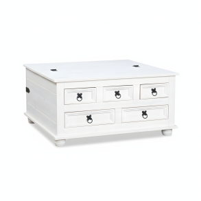 New Mexico Couchtisch mit 5 Schubladen 91x91 wei�/Wachs.